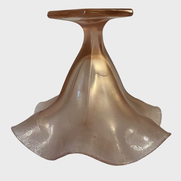 Vintage Fenton Art Deco Pink Velva Stretch Carnival Glass Ruffled Compote 6.5'' - Picture 6 of 13